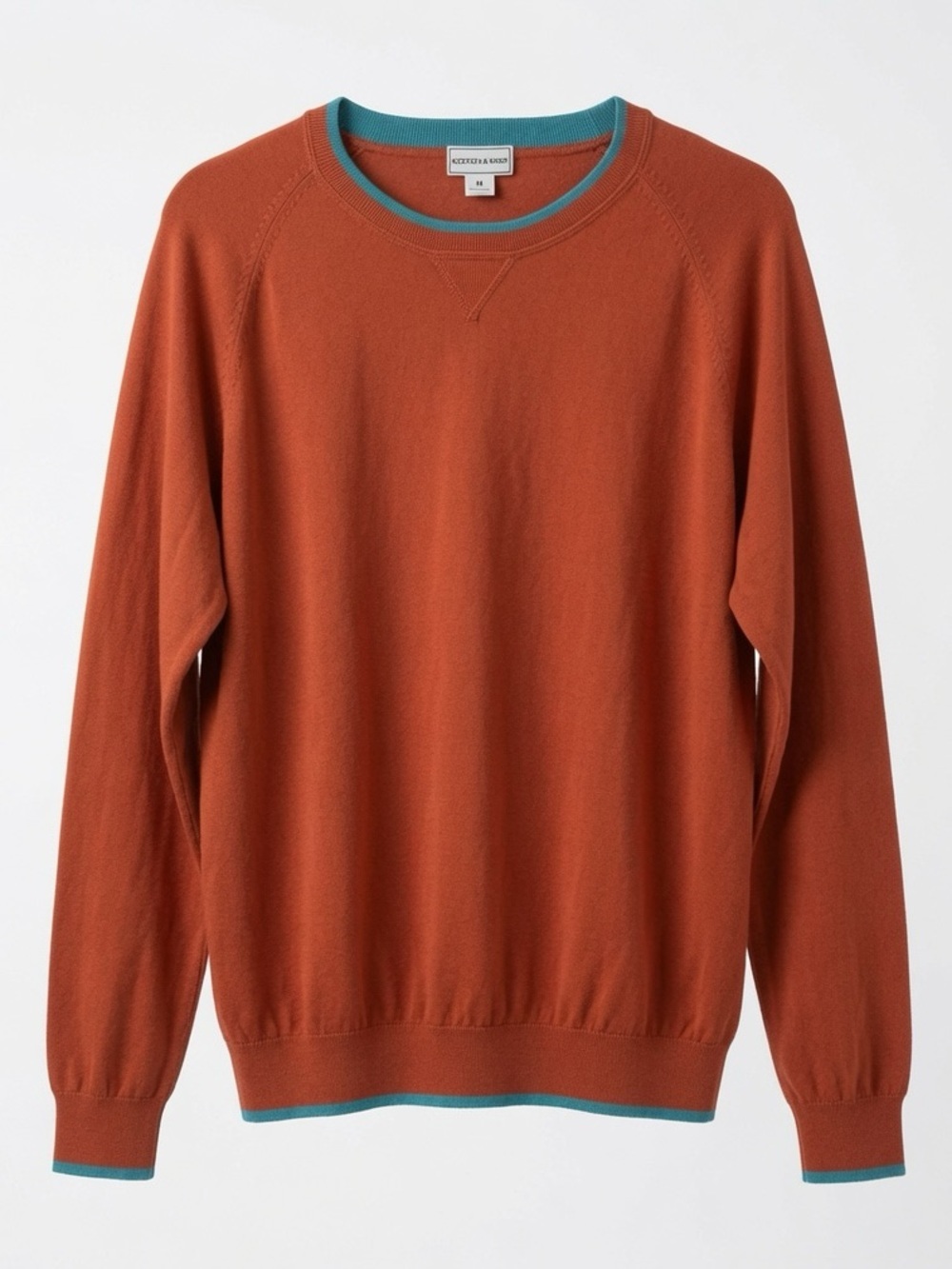 Maus & Hoffman Men's Harvey Pima Cotton Crewneck Orange Blue Large